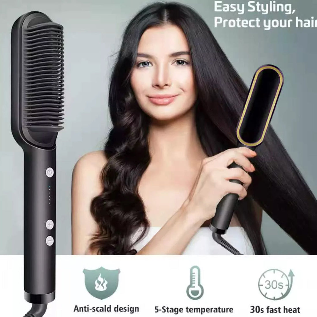 HQT-909B Hair Straightener Brush