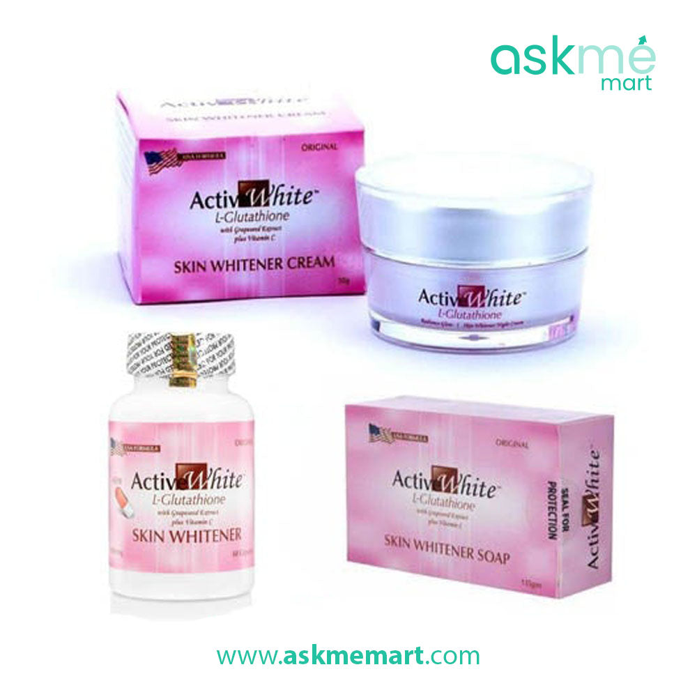 Active White L Glutathione Skin Whitening Night Cream Capsules and Soap Combo