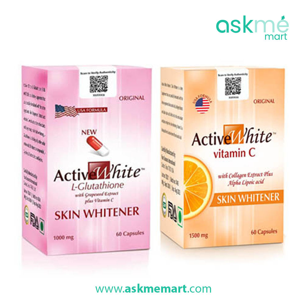 Active White Advanced Glutathione and Vitamin C Skin Whitening Capsules Combo